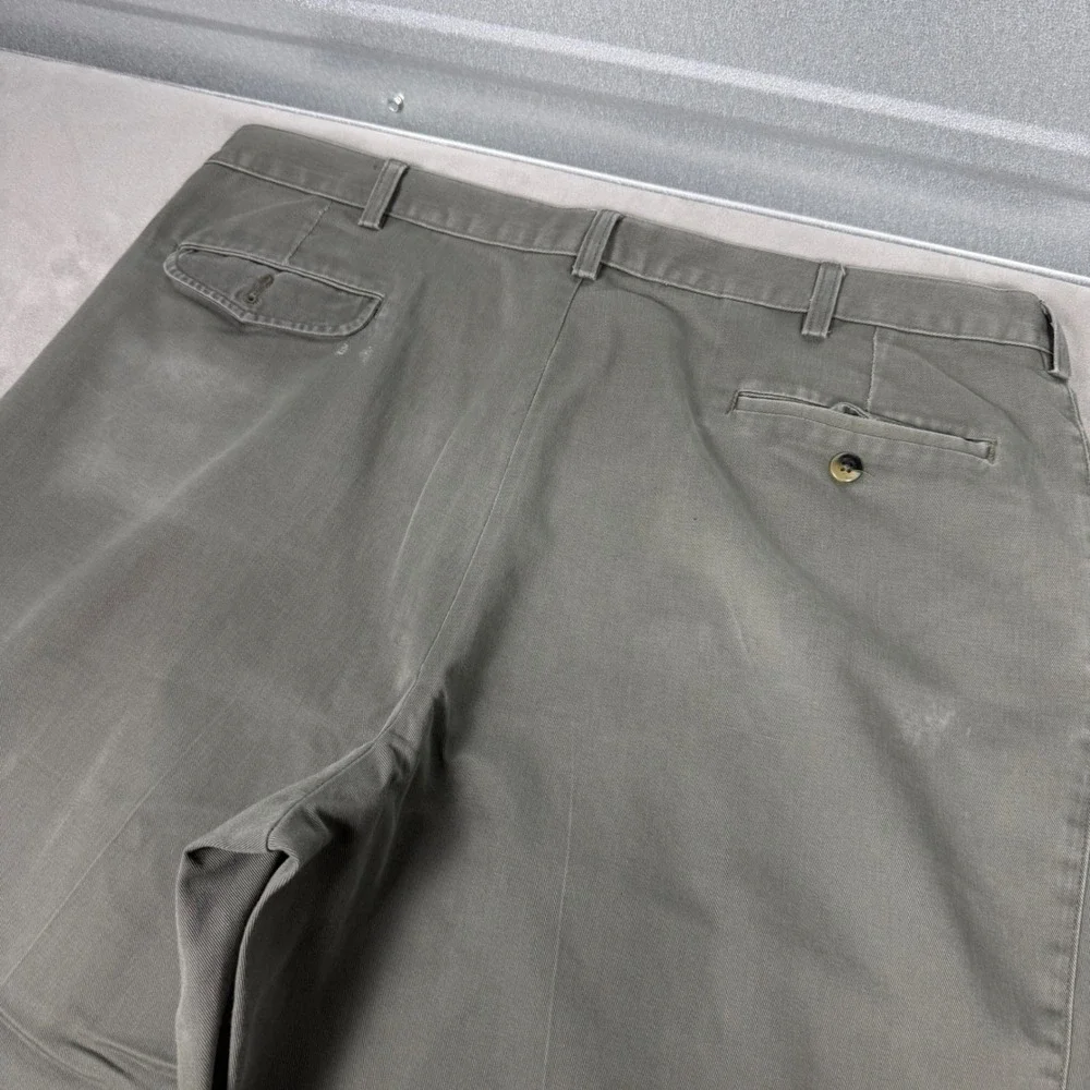 90s Mens Oak Creek Pleated Cotton Twill Relaxed Chino Pants Olive 40x32
